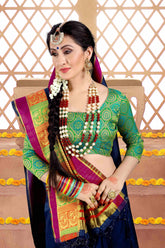 Shop Elegant Blue Cotton Silk Woven Saree